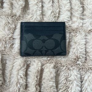 Coach Signature Canvas Card Holder Wallet Black Slim ID Case